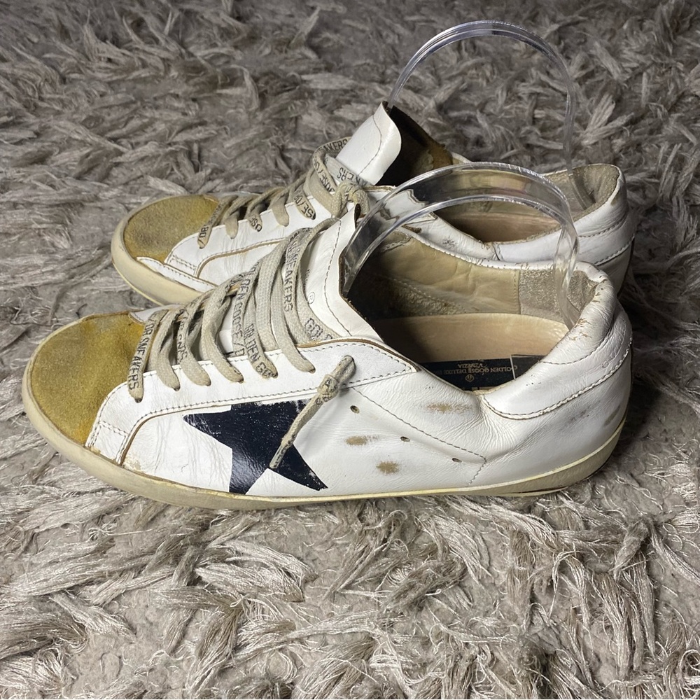 GOLDEN GOOSE LIMITED EDITION BLACK STAR SUPERSTAR SNEAKERS men size 9 - Picture 7 of 15